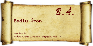 Badiu Áron névjegykártya